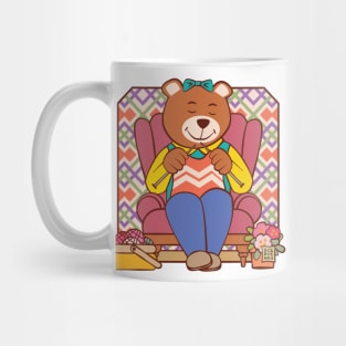 Bear Knitting in Chair Mug